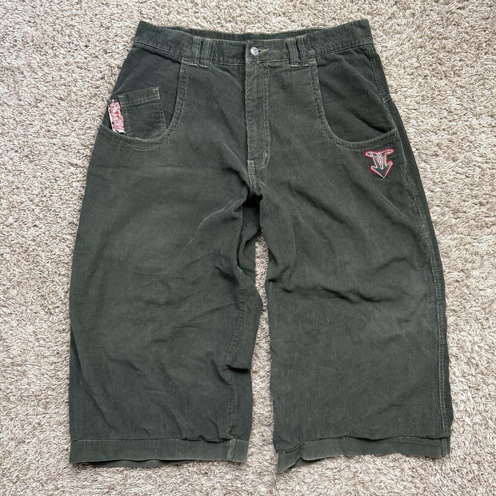 Vintage 90’s MacGear Green Wide Leg Baggy Corduroy Rave Skate Pants Mens Size 35